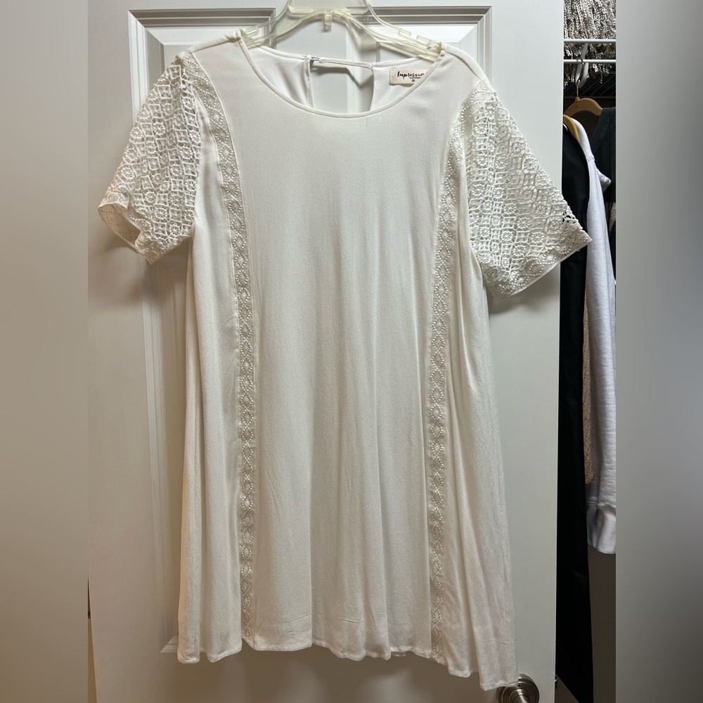 White Dress Lace Detail Size Medium